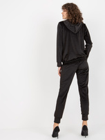 Hurt Czarny damski komplet welurowy z bluzą rozpinaną