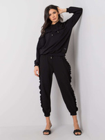 Czarny komplet z falbankami Chriss RUE PARIS