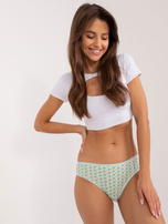 Hurt Żółto-miętowe damskie majtki z nadrukiem 5-pak