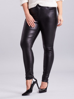 Czarne woskowane spodnie skinny PLUS SIZE