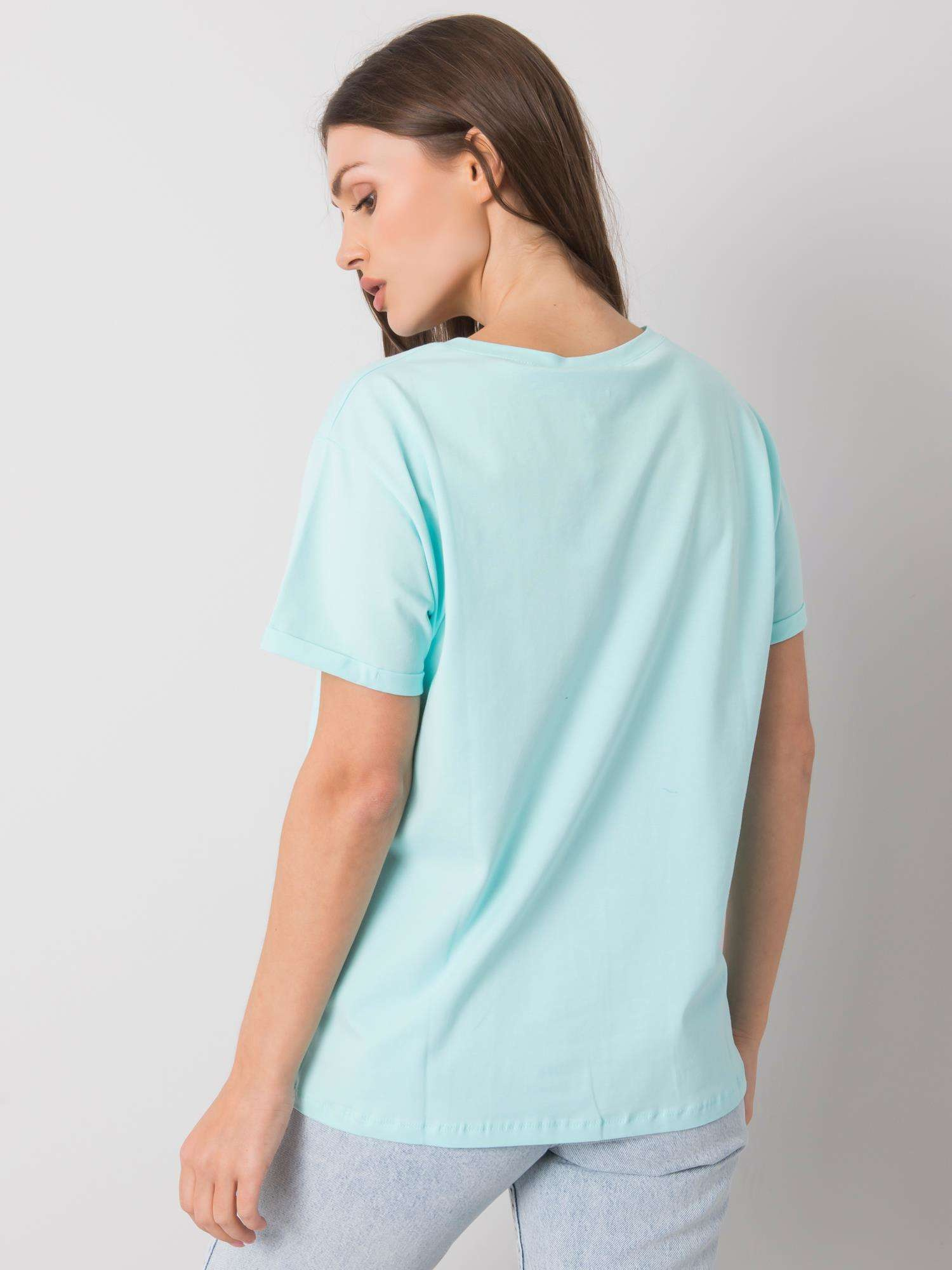 Miętowy t-shirt z nadrukiem Aosta