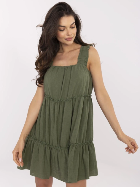 Khaki muślinowa sukienka na lato