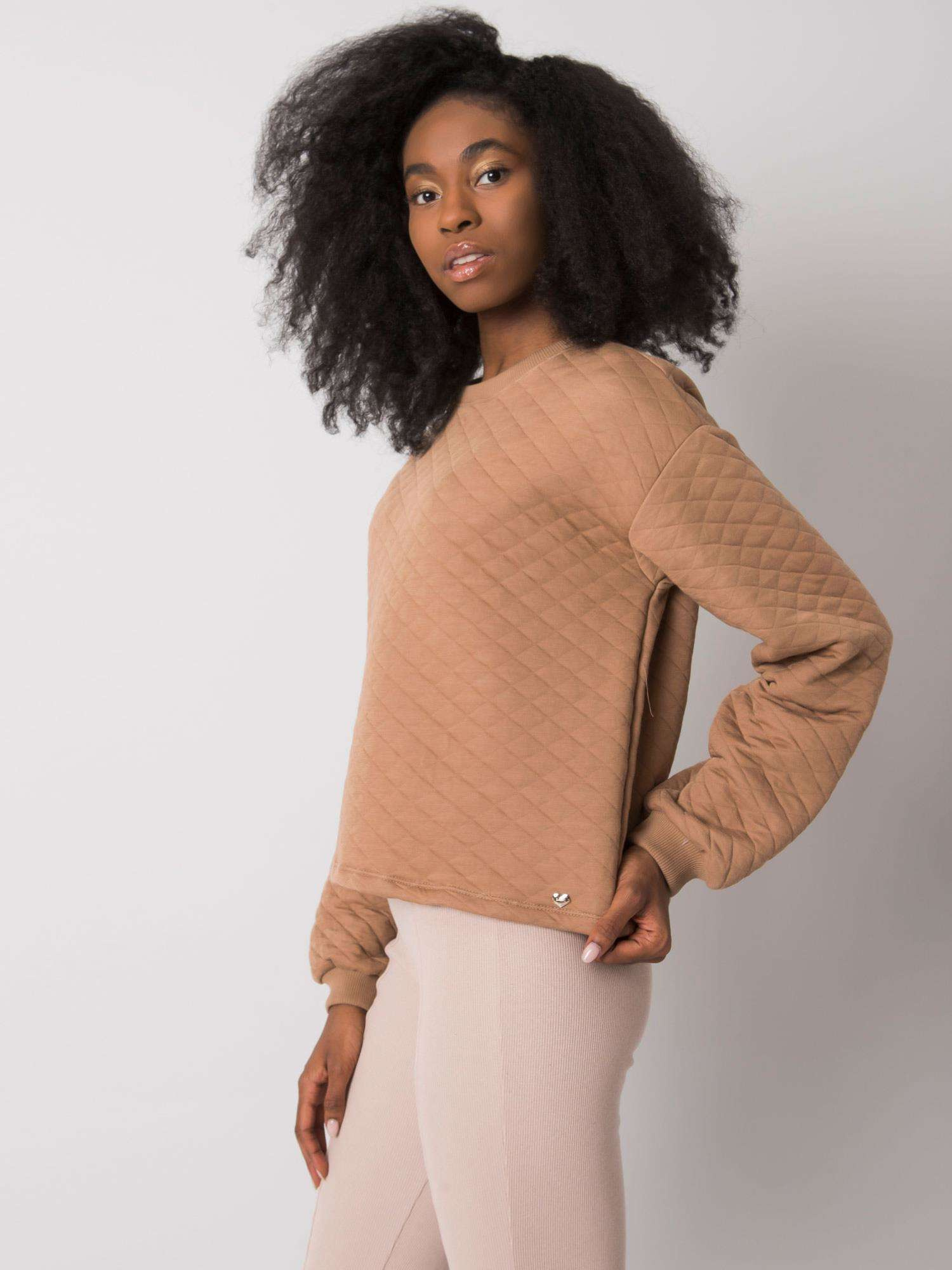 Kamel-farbene gesteppte Sweatshirt ohne Kapuze Kerstine.