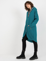 Hurt Morska długa dresowa bluza rozpinana z kieszeniami