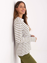 Ecru-olivová dámská blůza longsleeve.