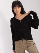 Hurt Czarny damski sweter rozpinany z guzikami