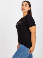 Czarny t-shirt plus size ze złotym nadrukiem