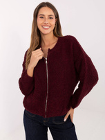 Bordowy rozpinany sweter boucle RUE PARIS
