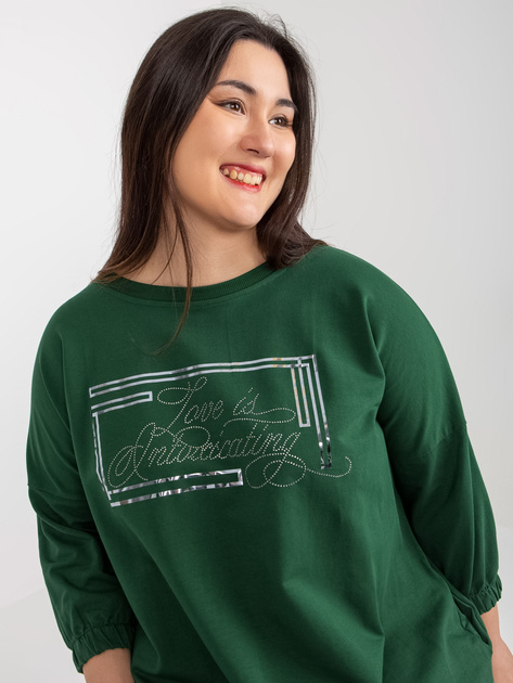 Hurt Ciemnozielona sukienka plus size z rękawem 3/4