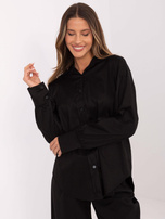 Hurtownia Czarna rozpinana koszula oversize z kokardą