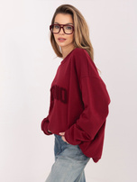 Bordowa damska bluza oversize bez kaptura