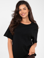Schwarzes Basic-T-Shirt in einheitlicher Farbe RUE PARIS.