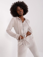 Hurt Szary komplet welurowy z bluzą rozpinaną 