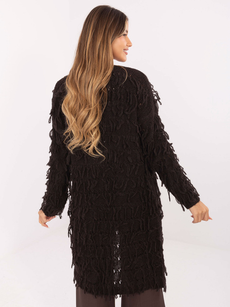 Ciemnobrązowy kardigan w stylu boho RUE PARIS