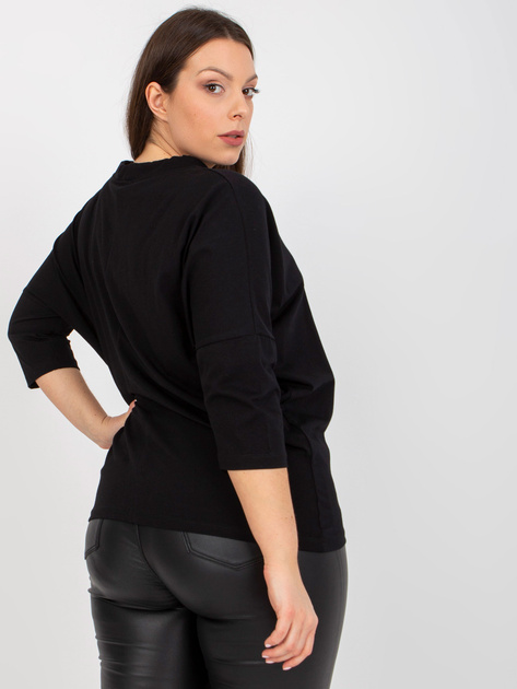 Czarna codzienna bluzka plus size z nadrukiem