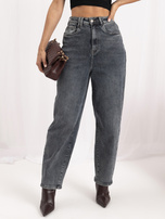 Dark gray women's balloon jeans.