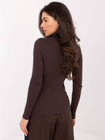 Czekoladowa bluzka basic z golfem RUE PARIS