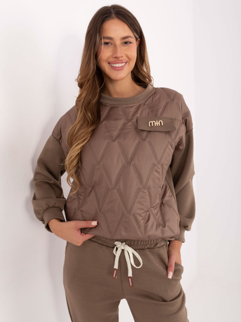 Jasnobrązowy casualowy komplet z odpinaną broszką