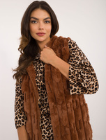 Hurt Jasnobrązowa rozpinana kamizelka z eko futerka