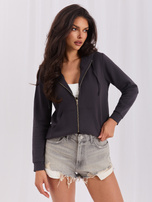 Hurtownia Grafitowa rozpinana bluza basic z kapturem 