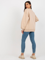 Hurtownia Beżowa dresowa bluza bez kaptura z paskiem 