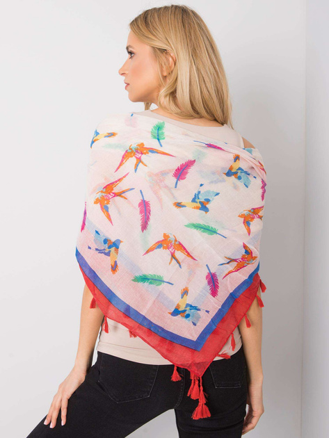 Beżowa chusta damska z nadrukiem