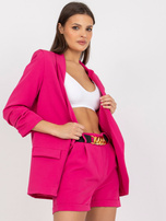 Różowy komplet elegancki z marynarką bez zapięcia 