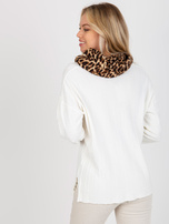 Hurt Ciemnobeżowy komin damski w zwierzęcy wzór 