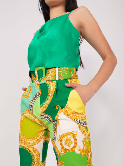 Hurt Zielono-żółte materiałowe spodnie od garnituru