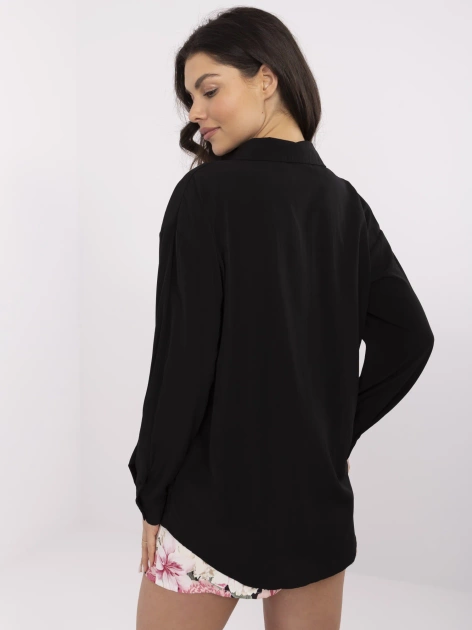 Czarna damska koszula w jednolitym kolorze