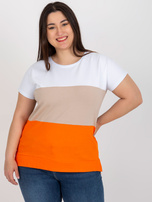 Hurt Biało-pomarańczowa bluzka plus size w paski