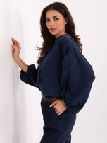 Granatowa sztruksowa bluzka od kompletu