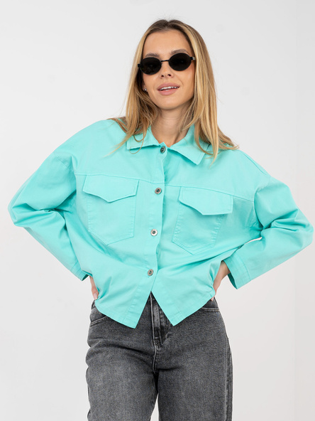 Turkusowa koszula oversize z kieszeniami RUE PARIS