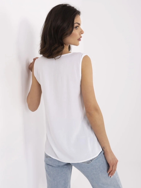 Biała luźna bluzka na co dzień SUBLEVEL