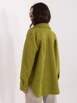 Oliwkowa koszulowa kurtka z dzianiny boucle RUE PARIS 