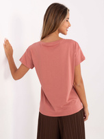 Brudnoróżowy damski t-shirt z bawełny Silva