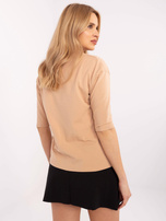 Hurt Camelowa damska bluzka z okrągłym dekoltem