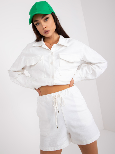 Ecru dwuczęściowy komplet letni z bawełny