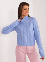 Niebieski damski sweter z warkoczami MAYFLIES