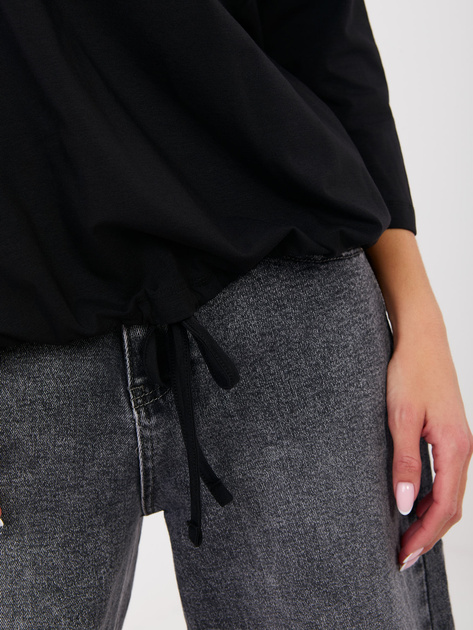 Czarna bluzka basic z rękawem 3/4 RUE PARIS