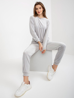 Jasnoszary komplet welurowy ze spodniami Brenda RUE PARIS