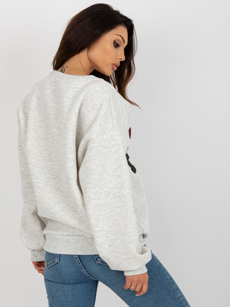 Hurtownia Jasnoszara luźna bluza bez kaptura z napisem