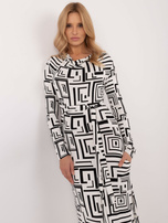 Hurt Biało-czarna midi sukienka z printem i paskiem