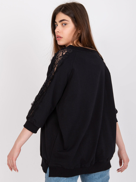 Czarna bawełniana bluzka z koronką Leja RUE PARIS