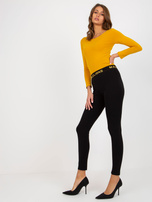 Hurtownia Czarne legginsy na co dzień z gumką w pasie