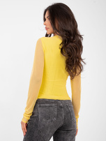 Żółta elegancka bluzka z siateczki