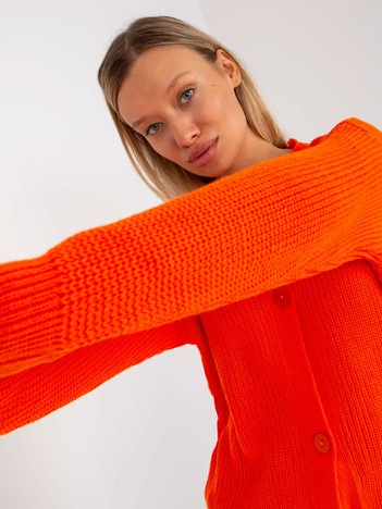 Hurtownia Pomarańczowy sweter rozpinany oversize RUE PARIS 