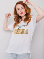 Biały t-shirt damski z aplikacją Evelyn