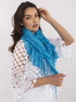 Niebieska damska chusta z frędzlami