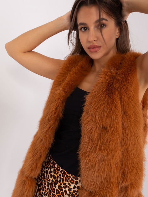 Hurt Jasnobrązowa kamizelka futrzana z kieszeniami